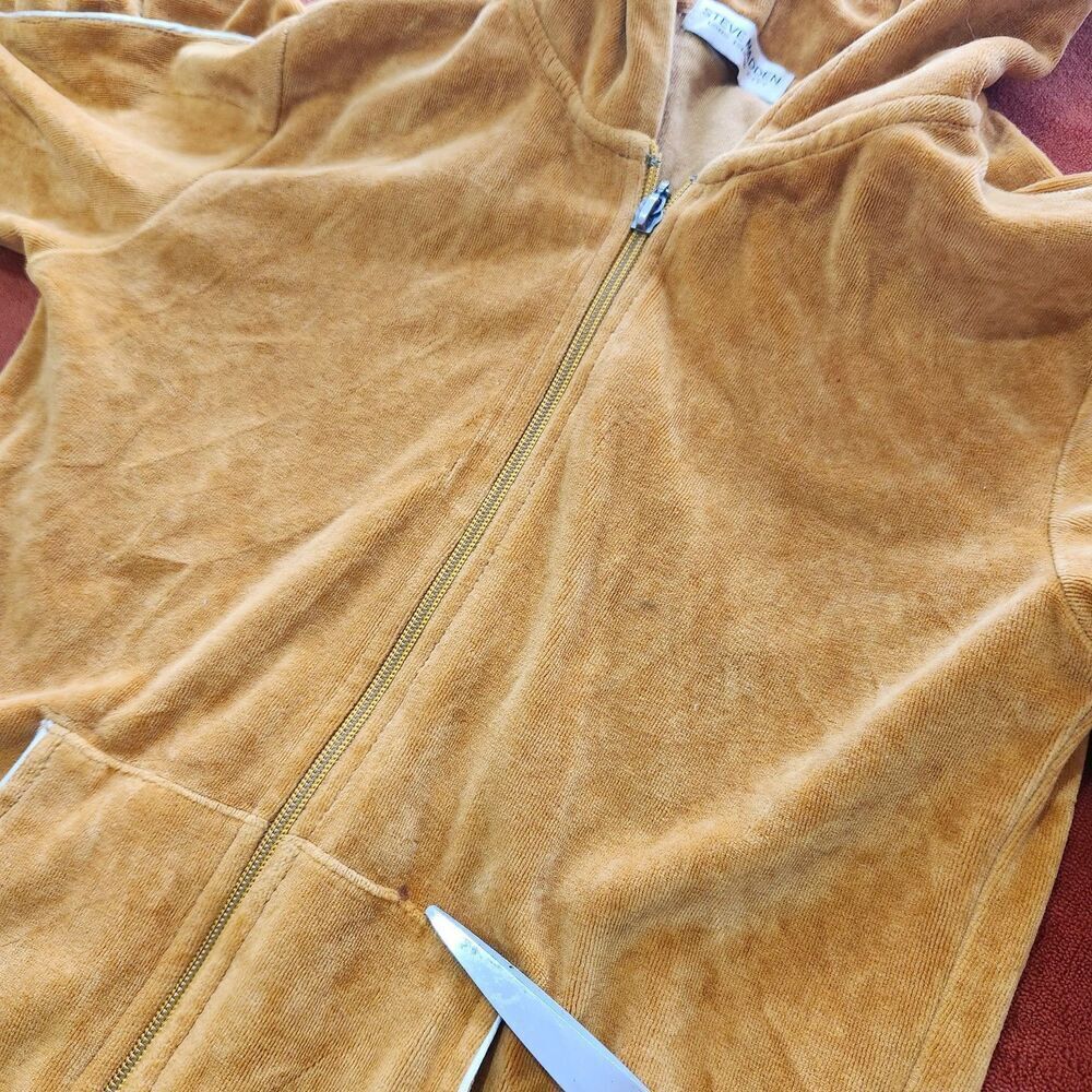 Steve Madden Sweater Size Medium Mustard Color Full Zip Hooded - Picture 5 of 16